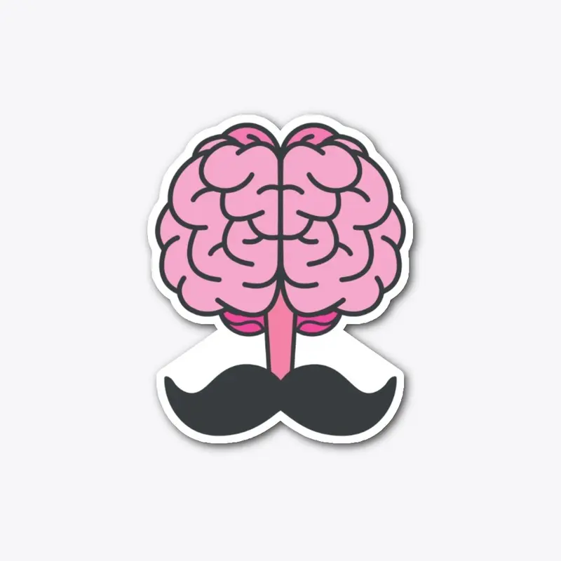 Brain-Stache Sticker less curl