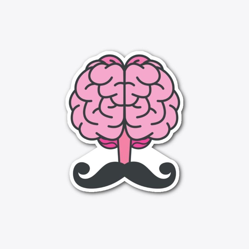 Brain-Stache Sticker